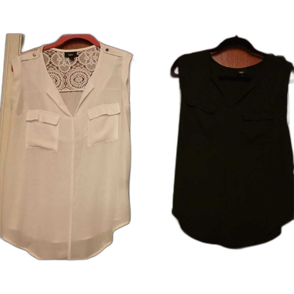 Women's Sleeveless Blouse Set - White and Black